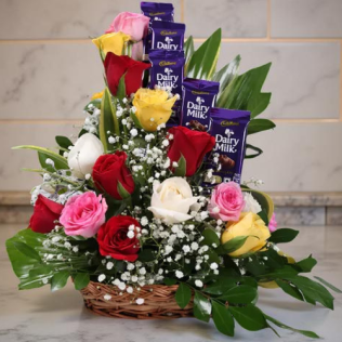 Sweet Bloom Wooden Basket